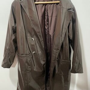 H&M Shiny Brown Trench Coat size large